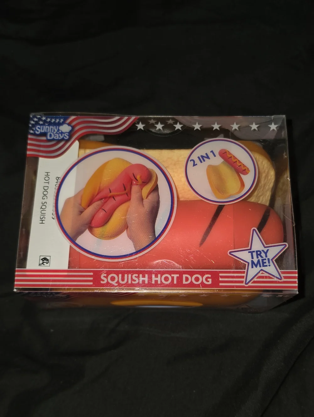 Sunny Days Squish Hot Dog Toy in Yellow & Red